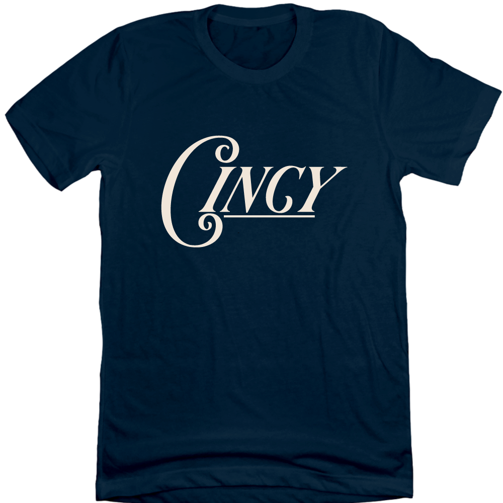 Cincy Landmark Text Navy Tee