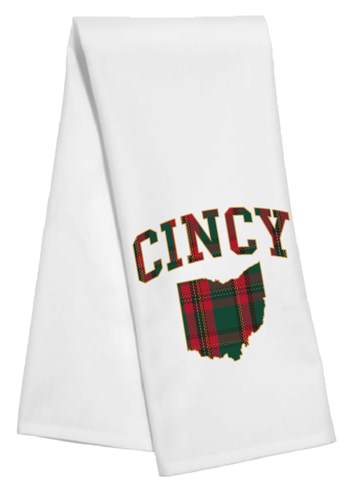 Cincy Ohio Plaid Tea Towel