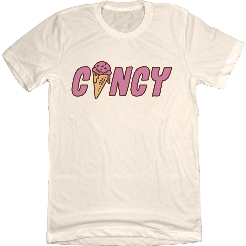 Cincy Ice Cream Cone Raspberry natural white T-shirt Cincy Shirts