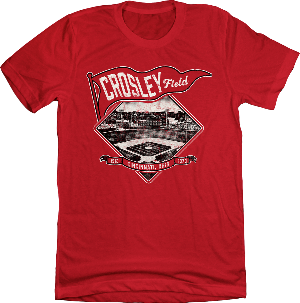 Vintage-inspired Crosley Field Classic Pennant Tee featuring a retro baseball design.