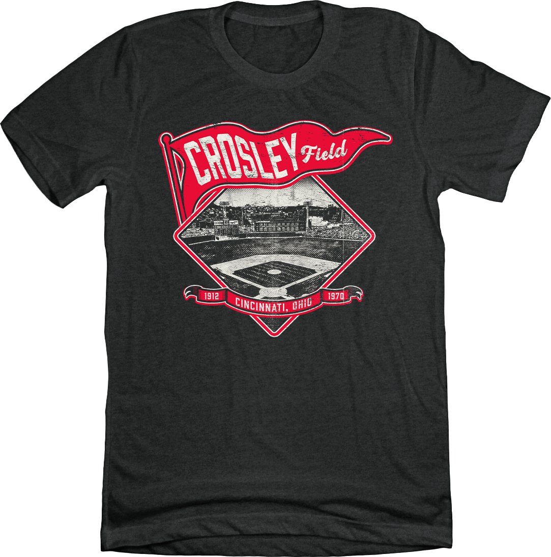 Vintage-inspired Crosley Field Classic Pennant Tee featuring a retro baseball design.