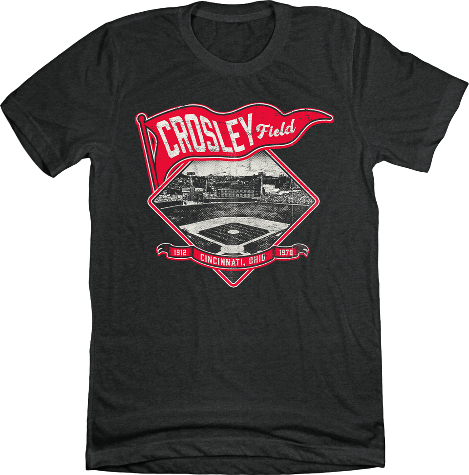 Vintage-inspired Crosley Field Classic Pennant Tee featuring a retro baseball design.