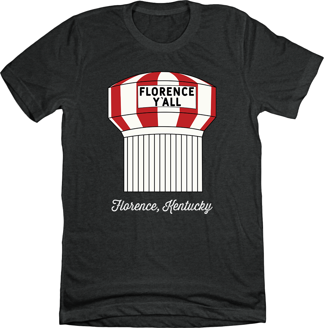 Florence Y'all Water Tower Charcoal T-shirt Cincy Shirts