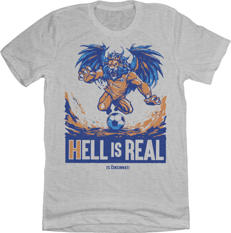 Hell is Real 2023 Winged Lion grey Cincy Shirts