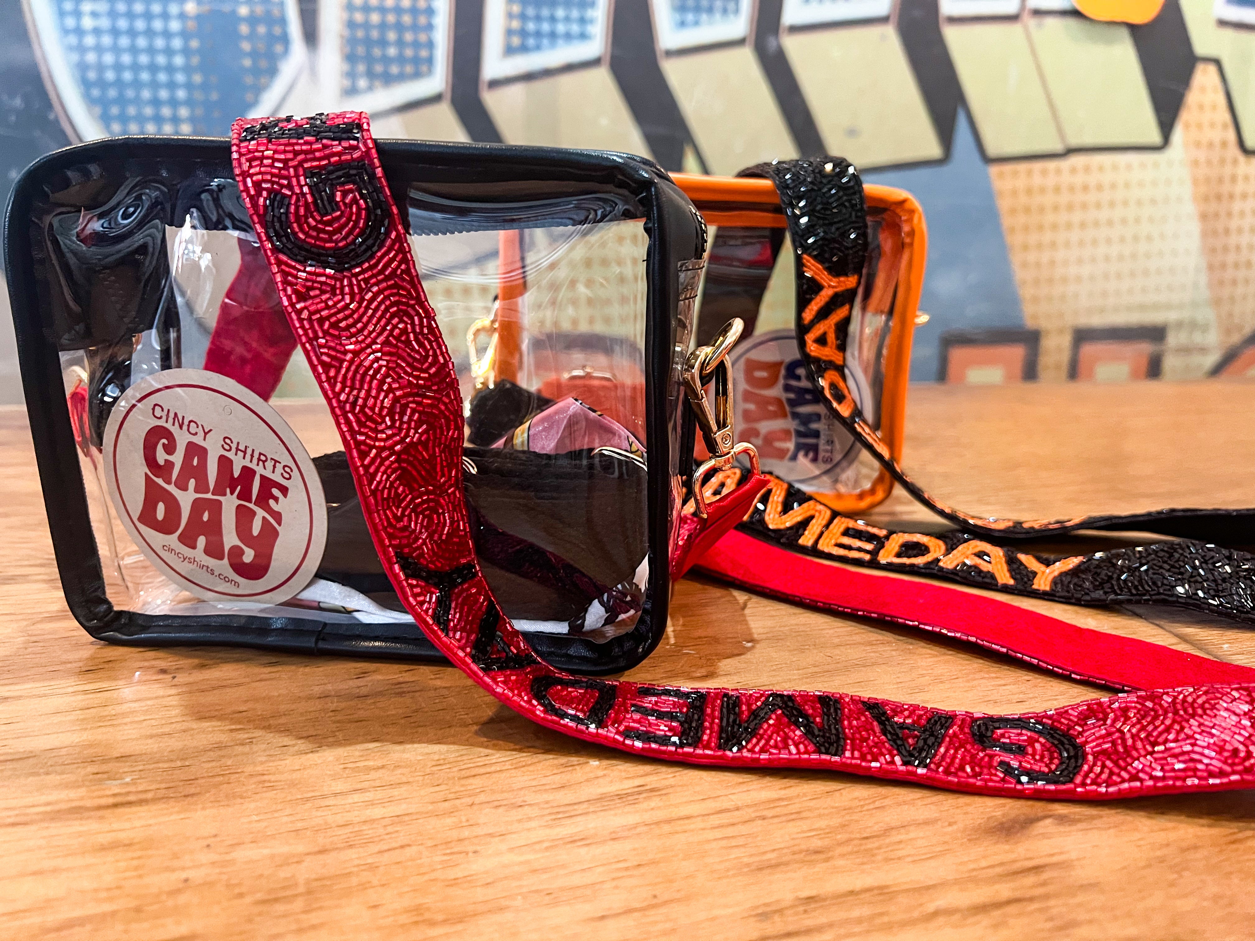 Game Day Beaded Crossbody Strap Black & Orange | Cincy Shirts Game Day
