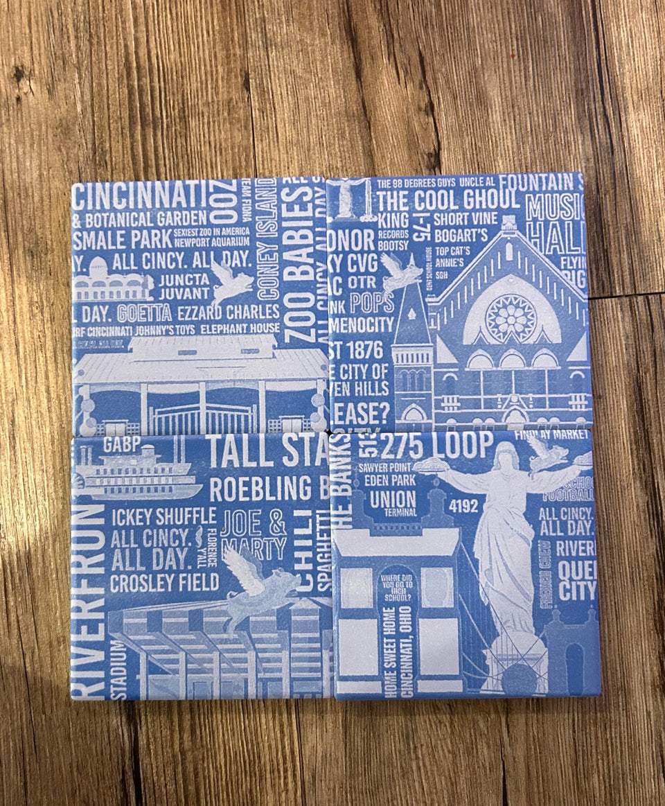 4-Pack Square Cincinnati Drink Coasters