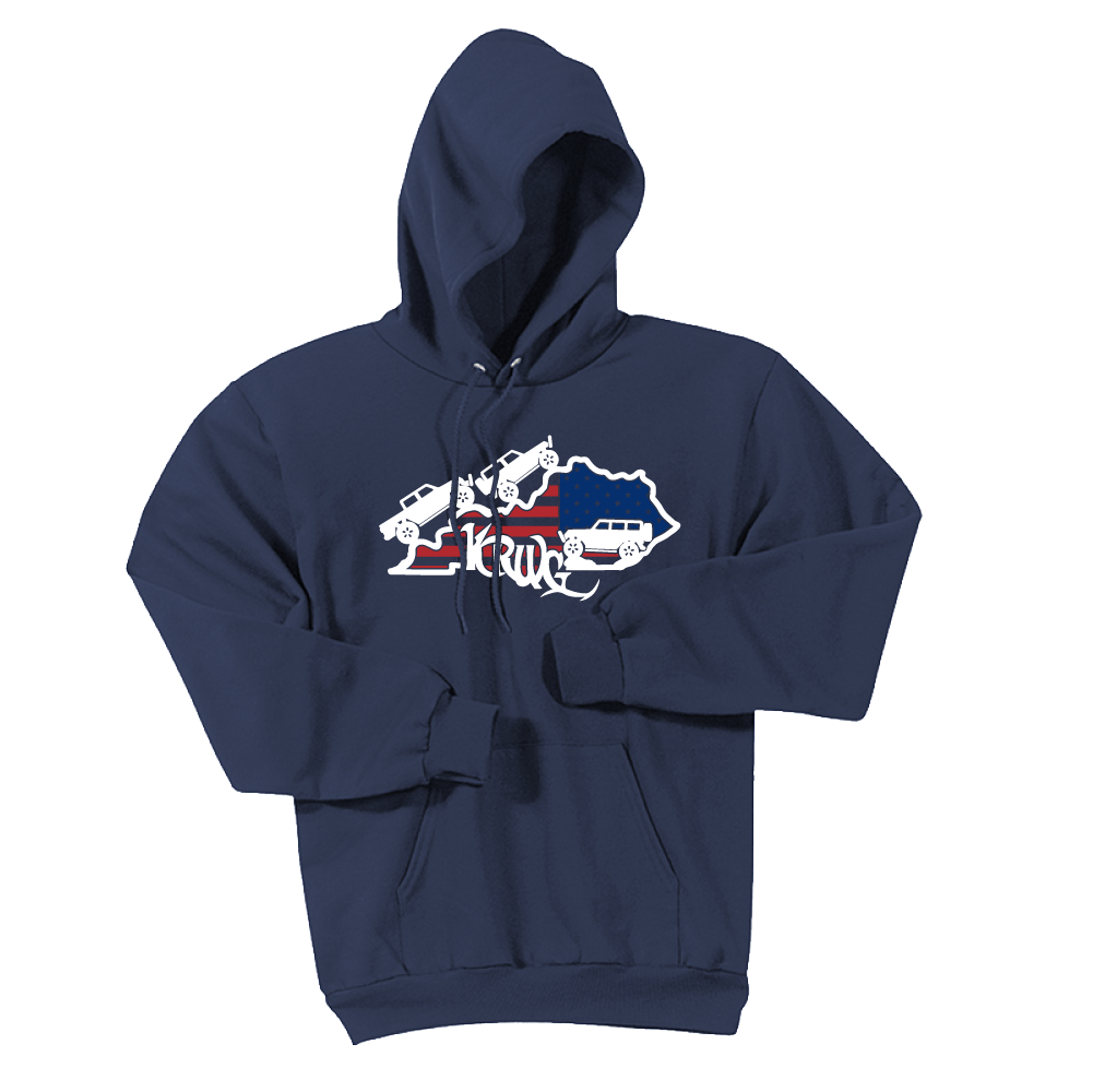 Kentucky Rebel Wranglers KRWG US Flag White Logo Fleece - Cincy Shirts
