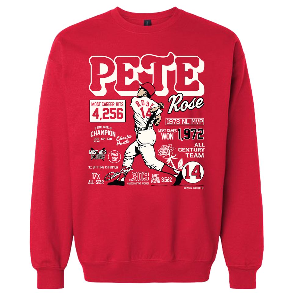 Pete Rose Career Stats Sweatshirt