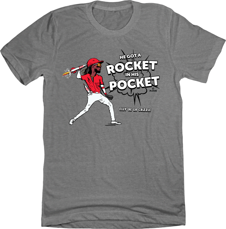 "He's Got A Rocket In His Pocket" Grey Tee