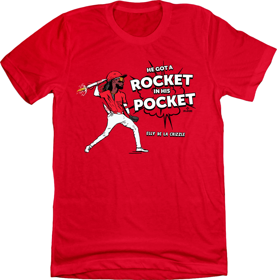 "He's Got A Rocket In His Pocket" Red Tee