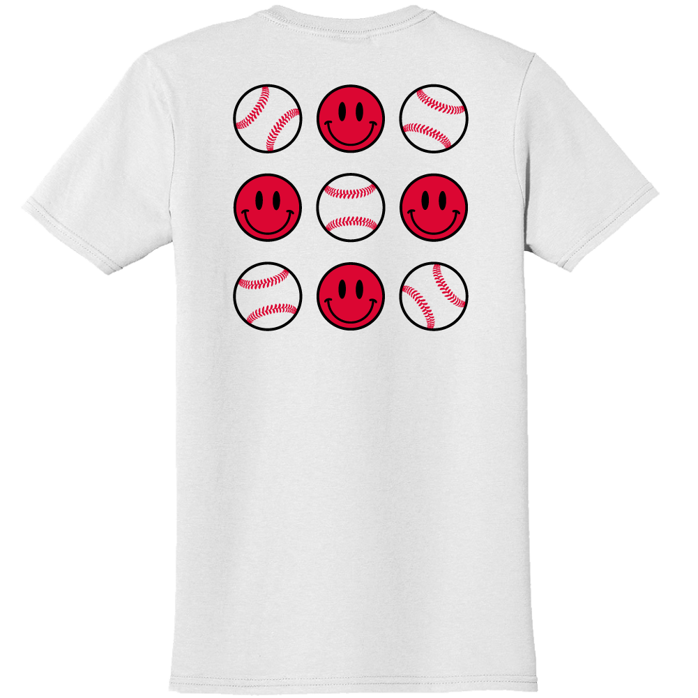 Baseballs & Smiley Faces Tee - Comfort Colors® Back Print
