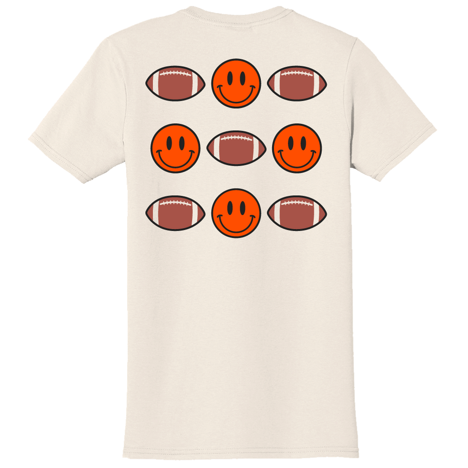 Footballs & Smiley Faces - Comfort Colors® Tee Back Print