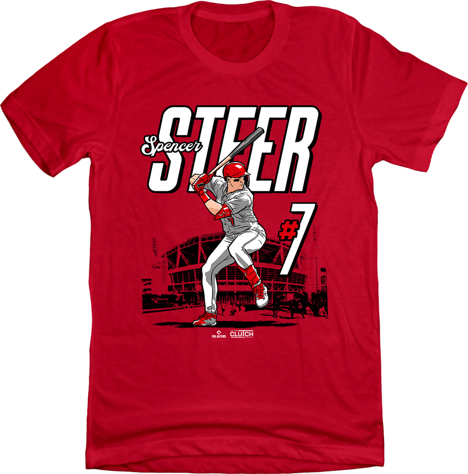 Spencer Steer MLBPA Stadium T-shirt red Cincy Shirts
