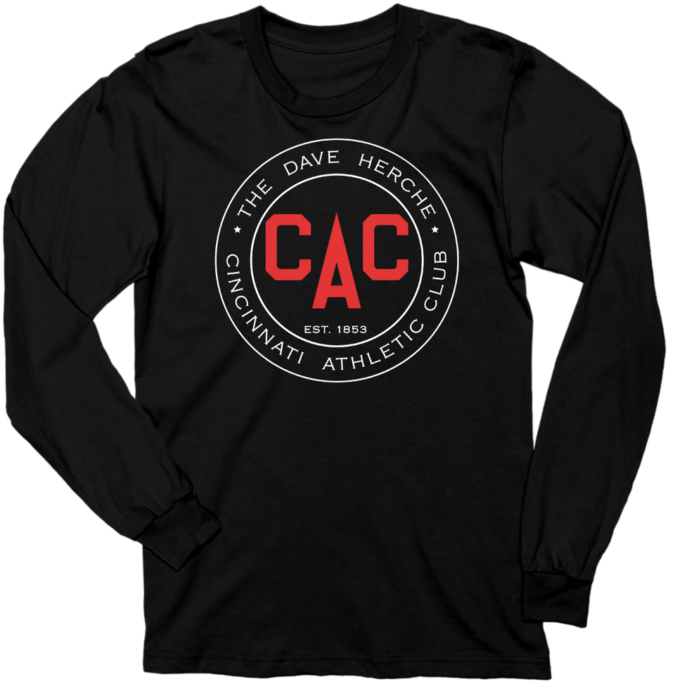 Cincinnati Athletic Club - White and Red Logo crew black Cincy Shirts
