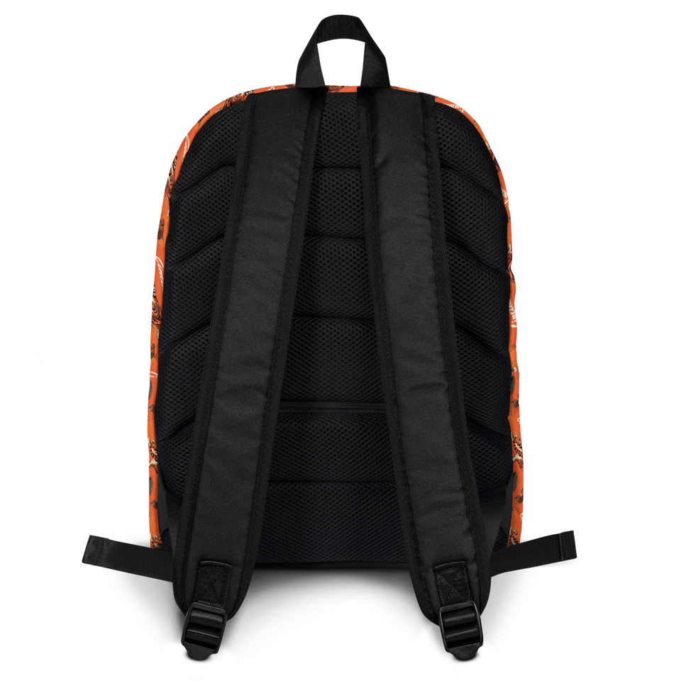 Orange Tiger Patterned Backpack