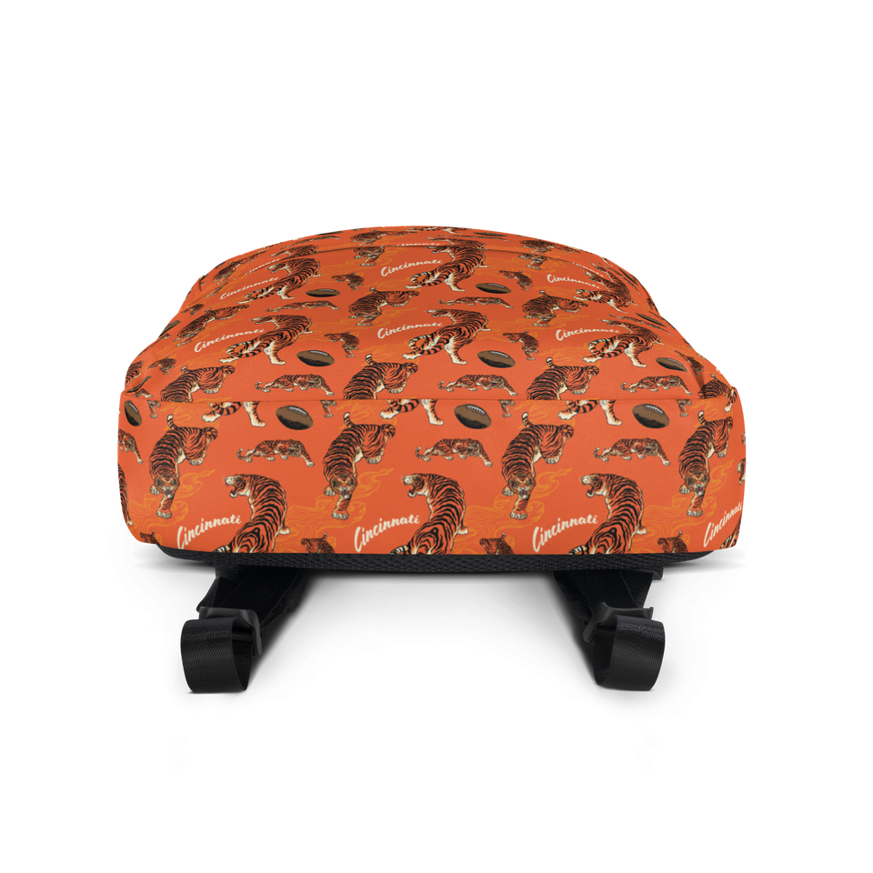 Orange Tiger Patterned Backpack