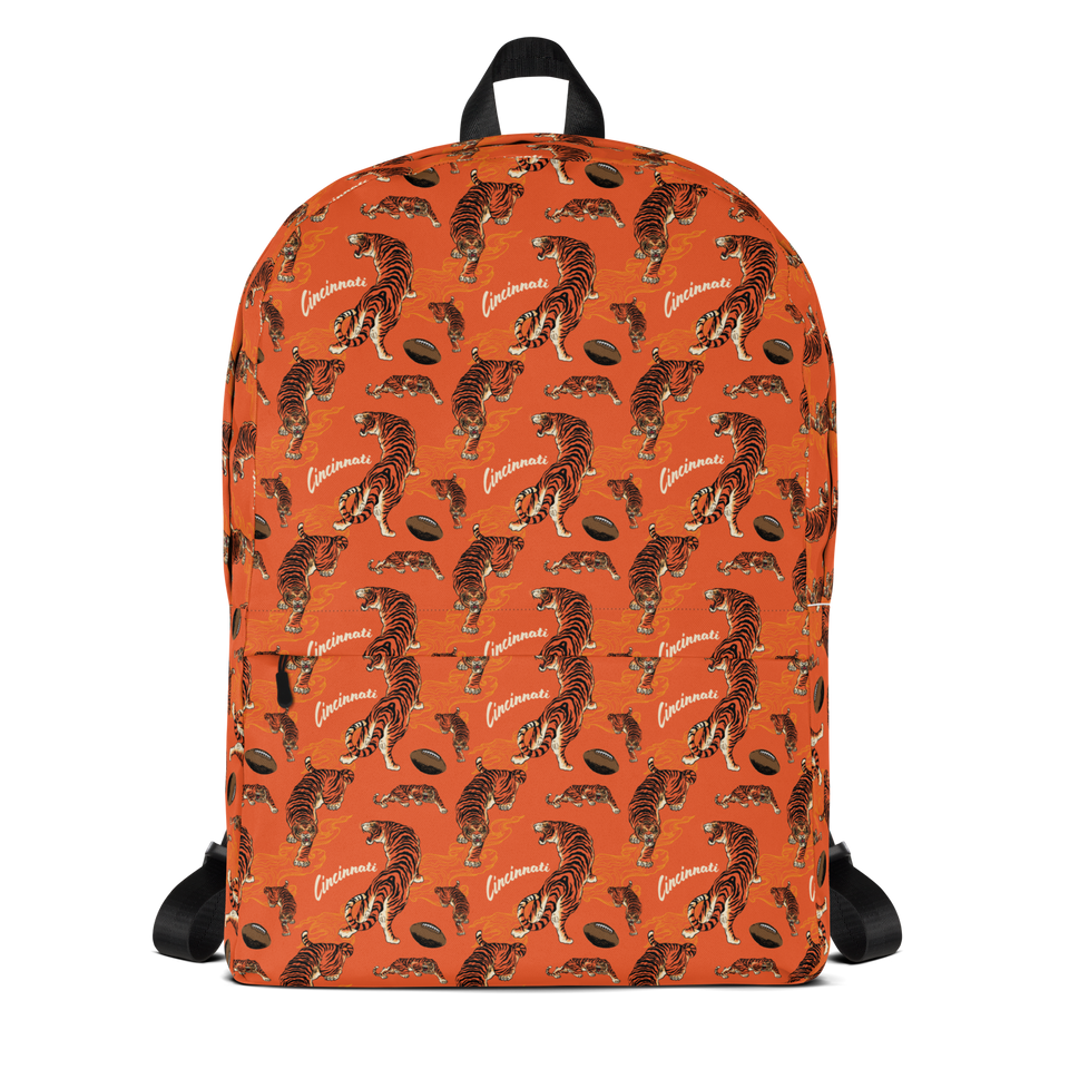 Orange Tiger Patterned Backpack