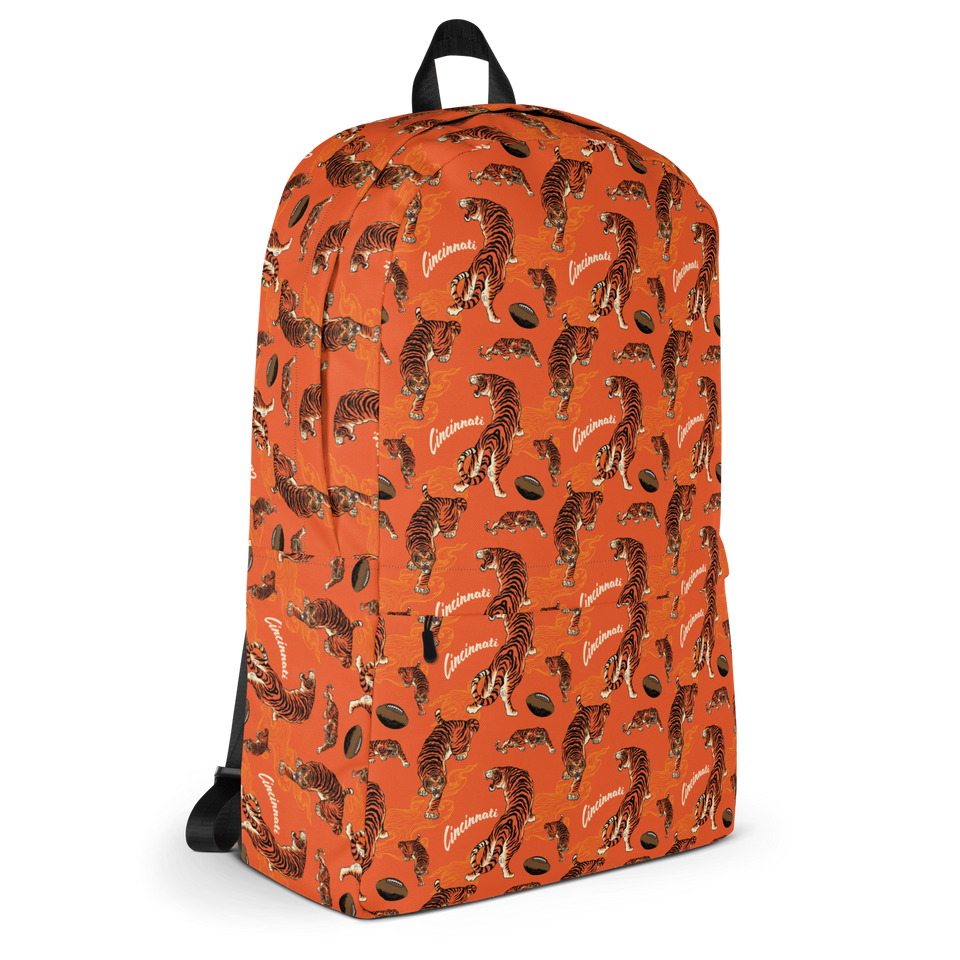 Orange Tiger Patterned Backpack