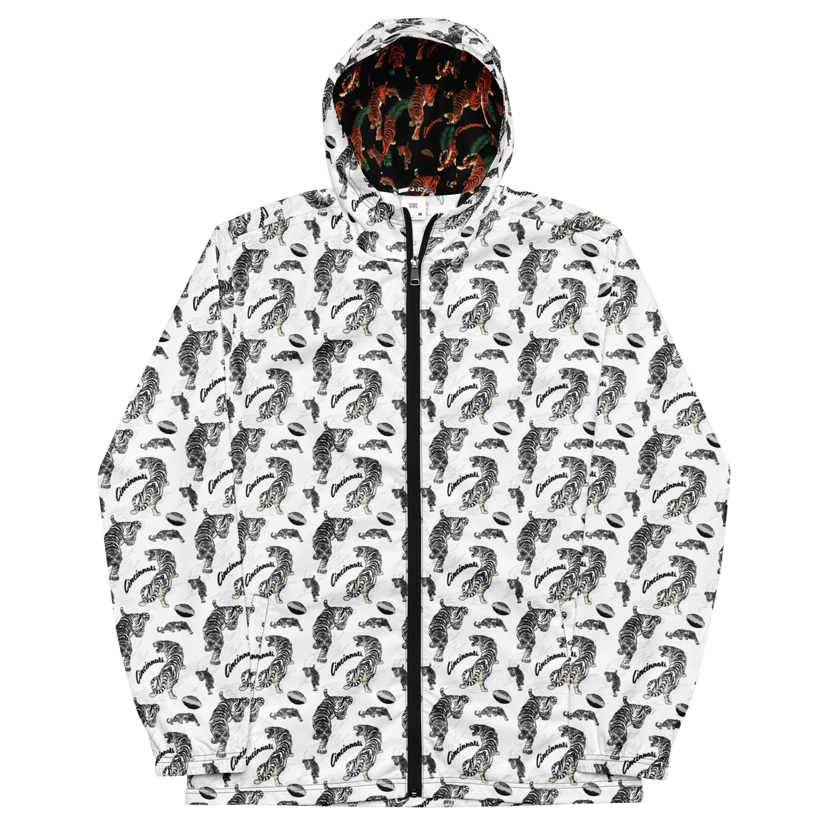 Cincinnati Football White Tiger Patterned Men’s windbreaker