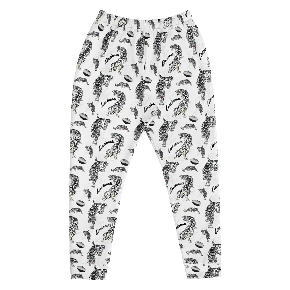 White Tiger Pattern Joggers