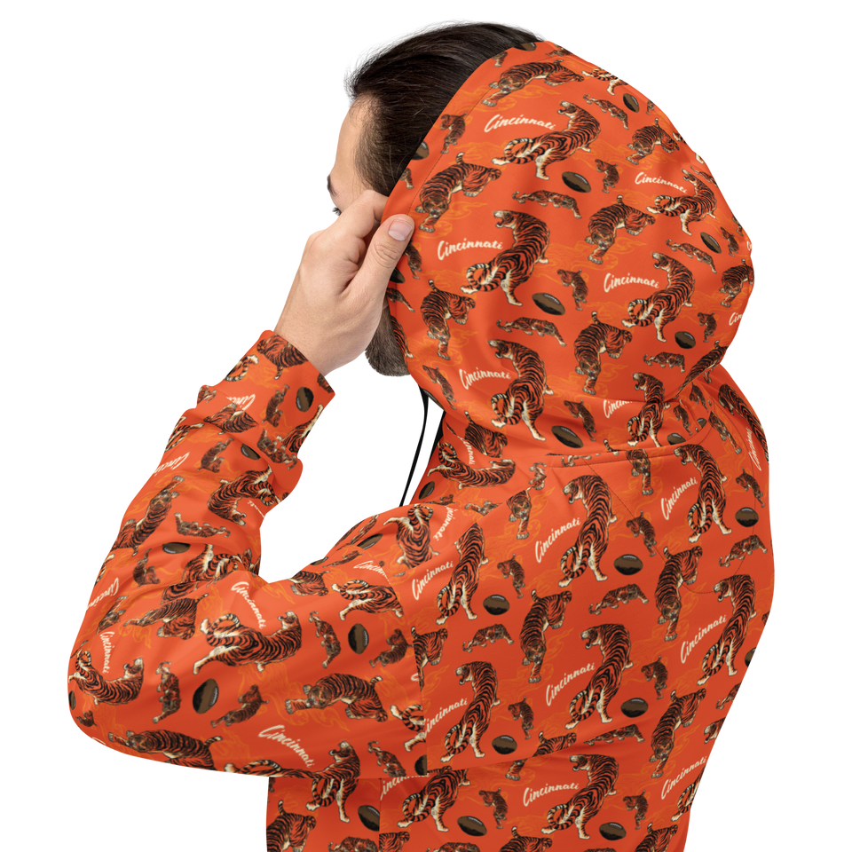 Cincinnati Football Orange Patterned Unisex Hoodie