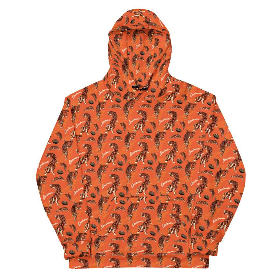 Cincinnati Football Orange Patterned Unisex Hoodie