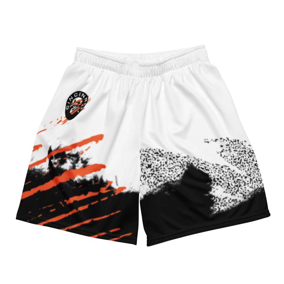 Cincinnati Football White Retro Grunge Unisex mesh shorts