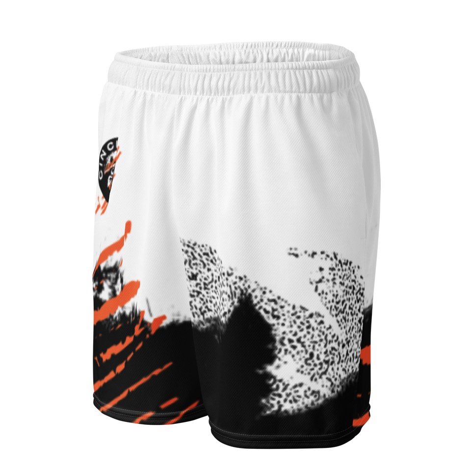 Cincinnati Football White Retro Grunge Unisex mesh shorts