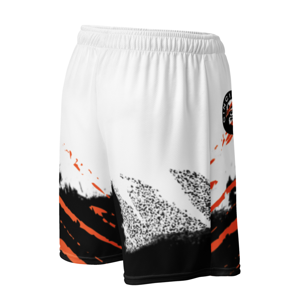 Cincinnati Football White Retro Grunge Unisex mesh shorts