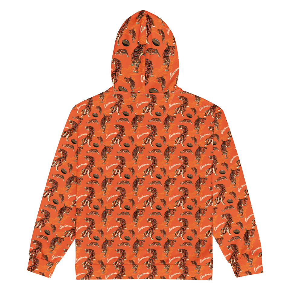 Orange Tiger Zip Up Hoodie