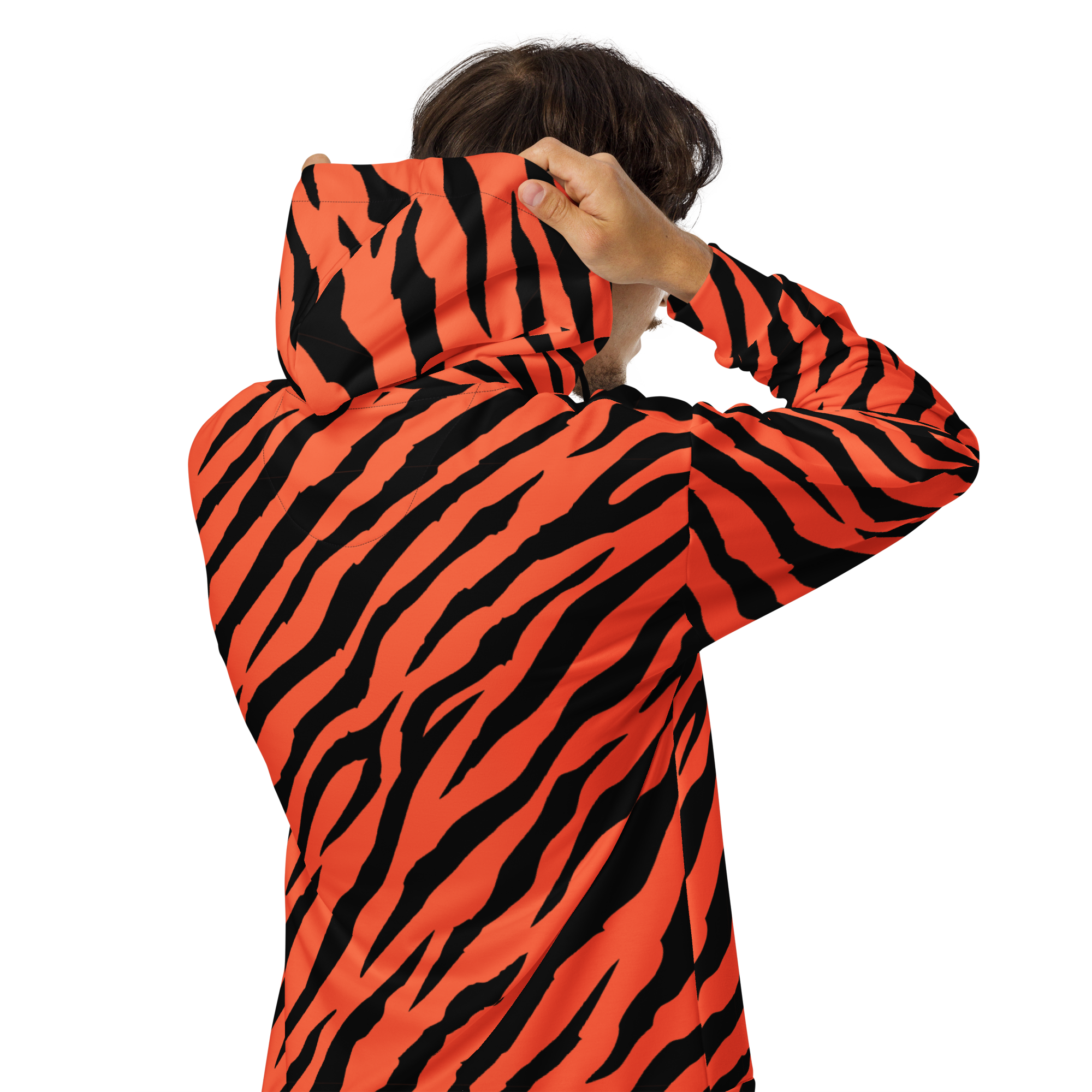 Orange Tiger Stripe Unisex Zip-Up Hoodie