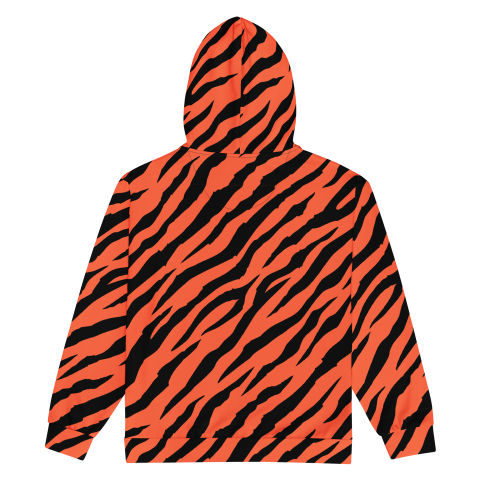 Orange Tiger Stripe Unisex Zip-Up Hoodie