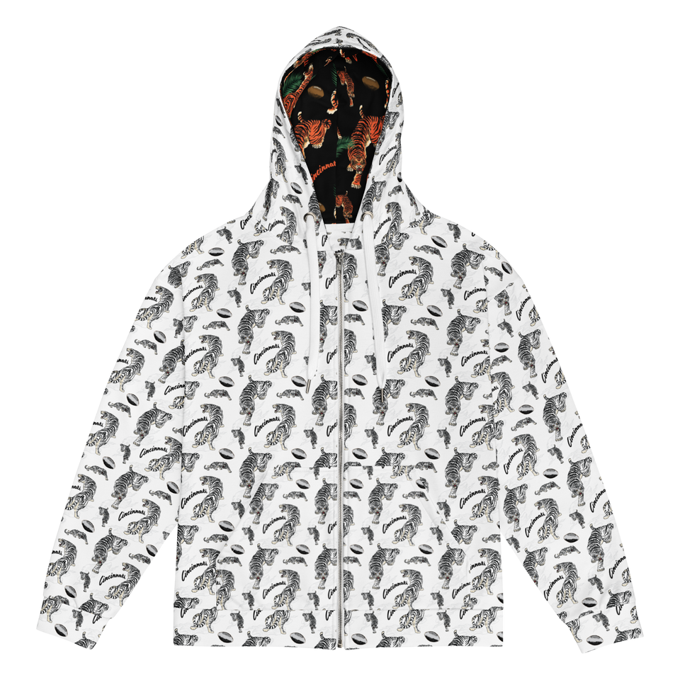 White Tiger Pattern Unisex zip hoodie