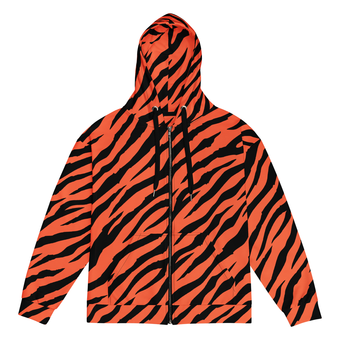 Orange Tiger Stripe Unisex Zip-Up Hoodie