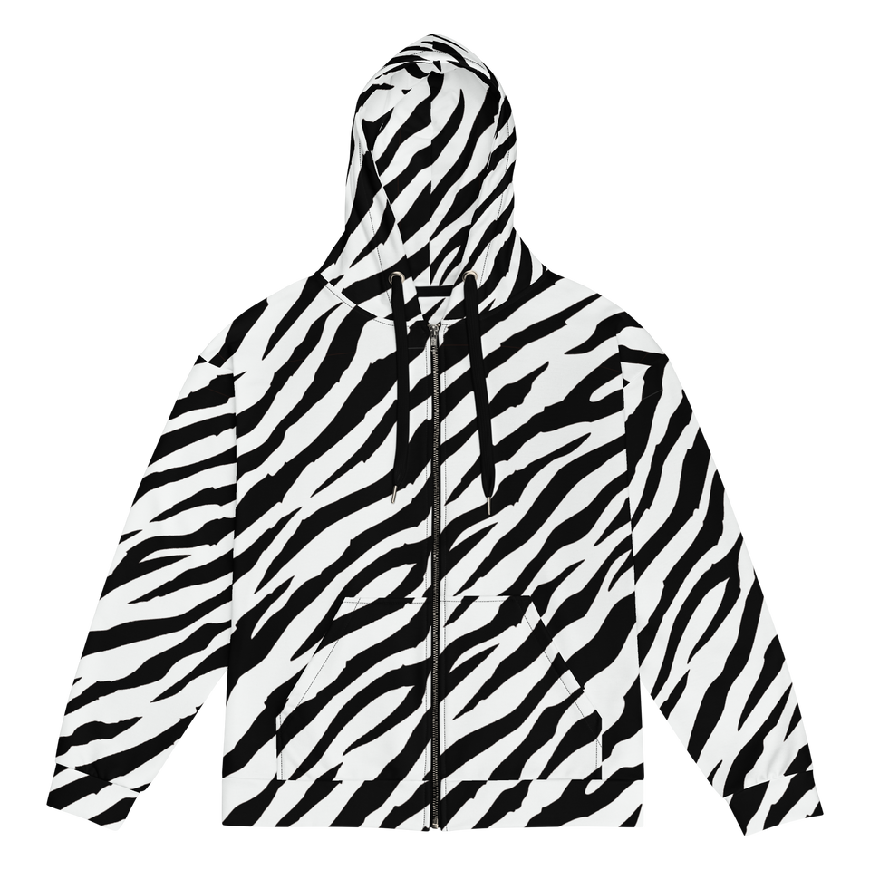 White Tiger Stripe Unisex zip hoodie