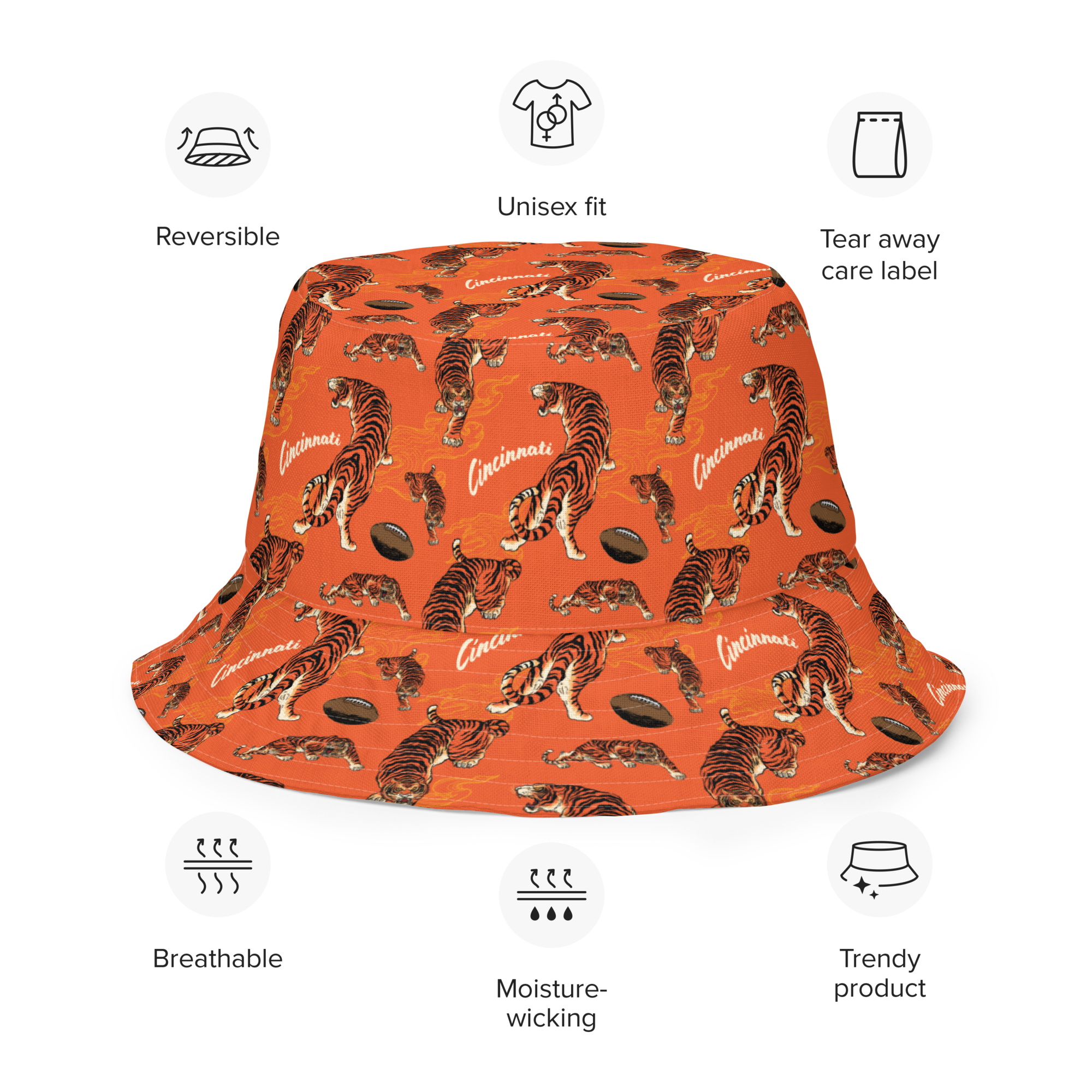 Black + Orange Reversible bucket hat