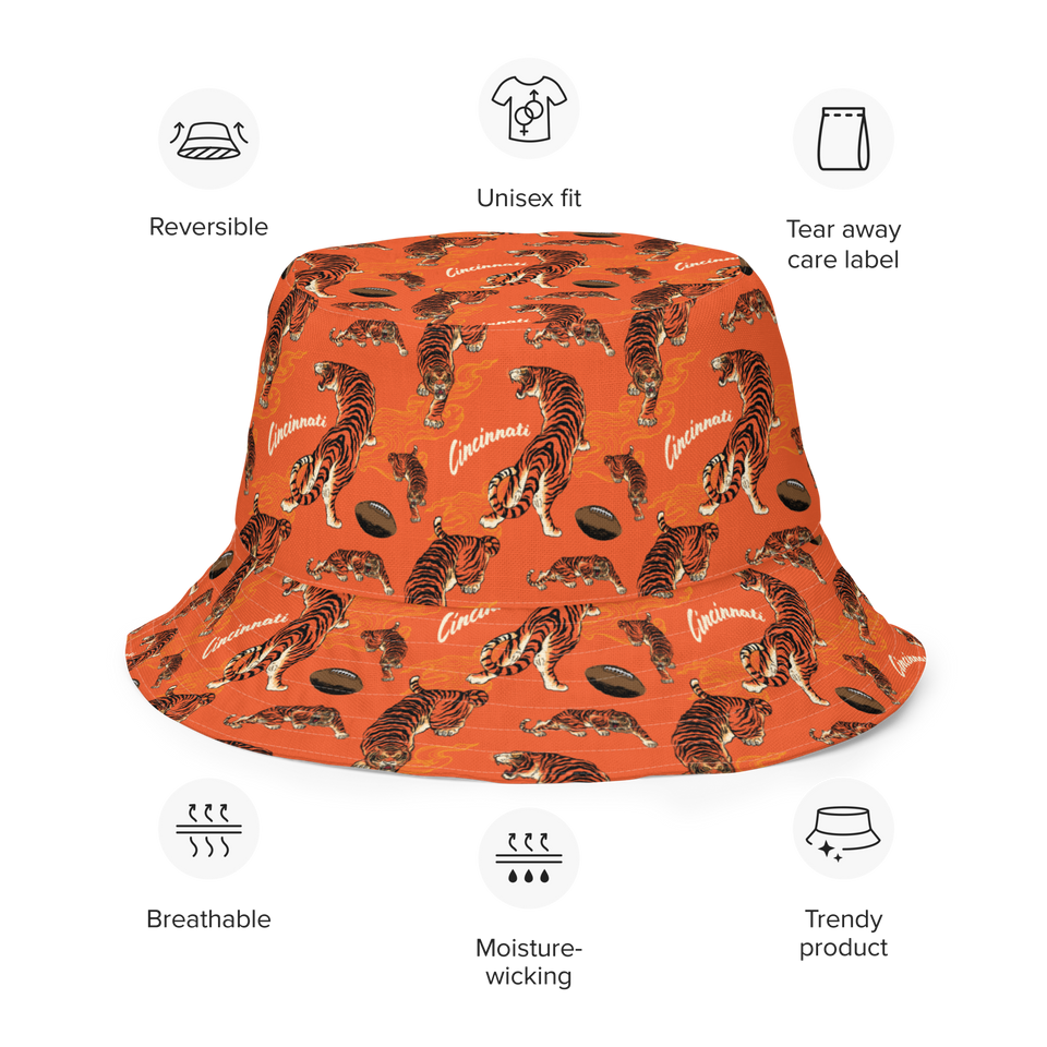 Black + Orange Reversible bucket hat