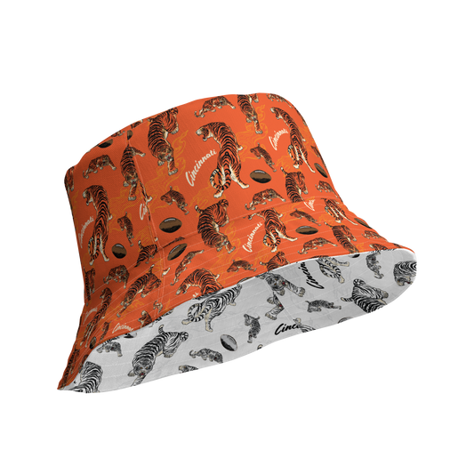 Orange + White Reversible bucket hat