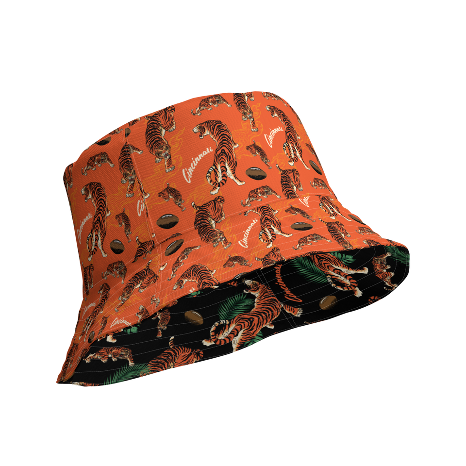 Black + Orange Reversible bucket hat