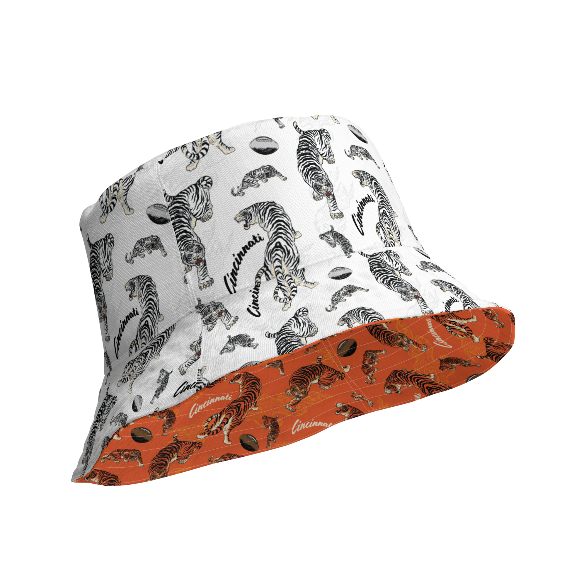 Orange + White Reversible bucket hat