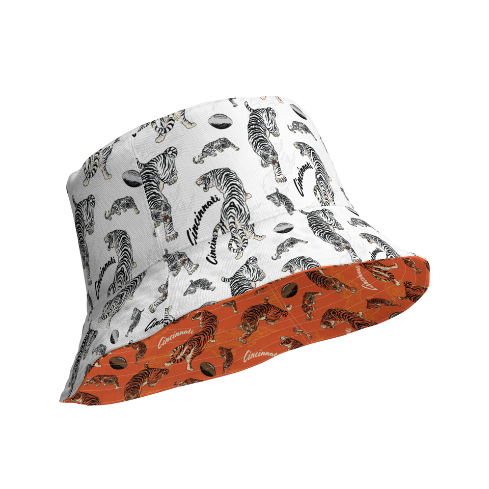 Orange + White Reversible bucket hat