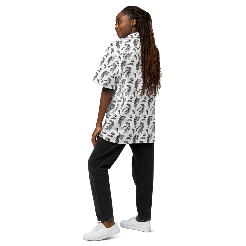 White Tiger Pattern Button Down