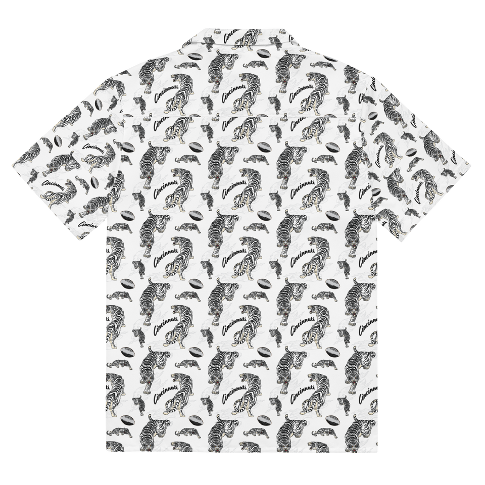 White Tiger Pattern Button Down