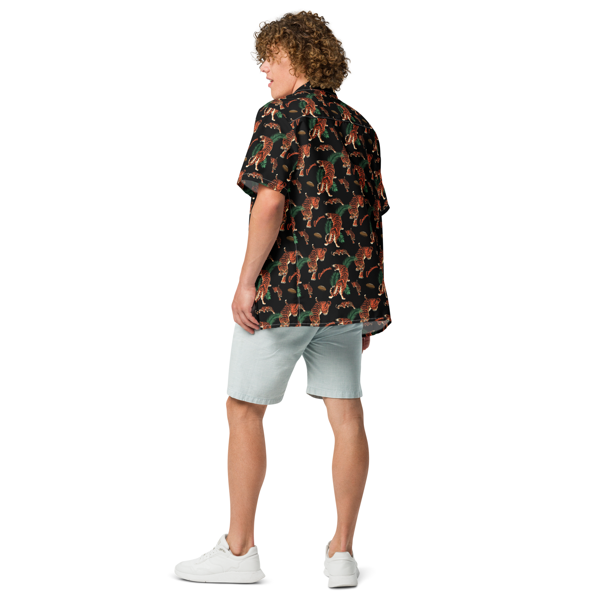 Black Tiger Pattern Button Down Shirt