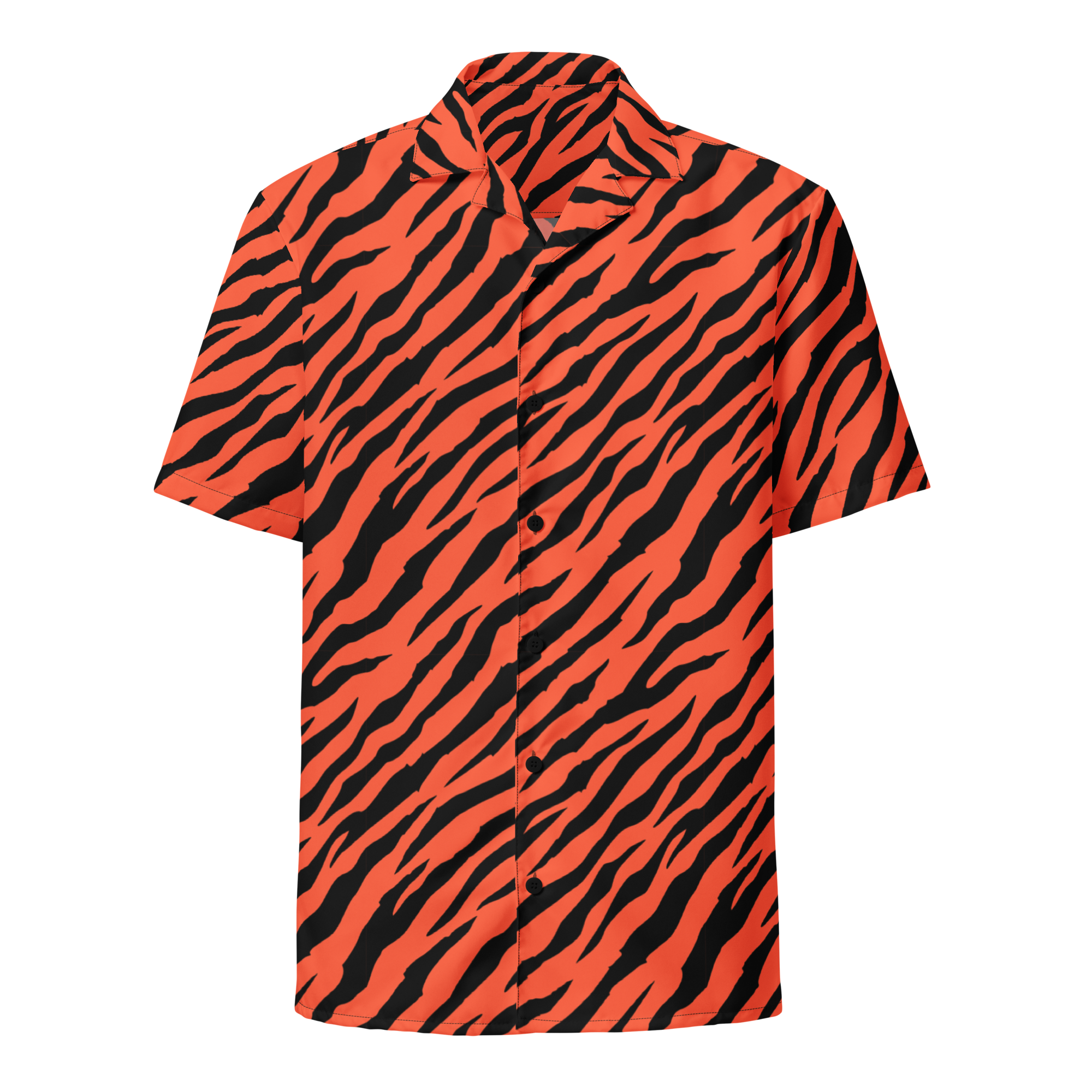 Tiger Stripe All Over Print Button-Up