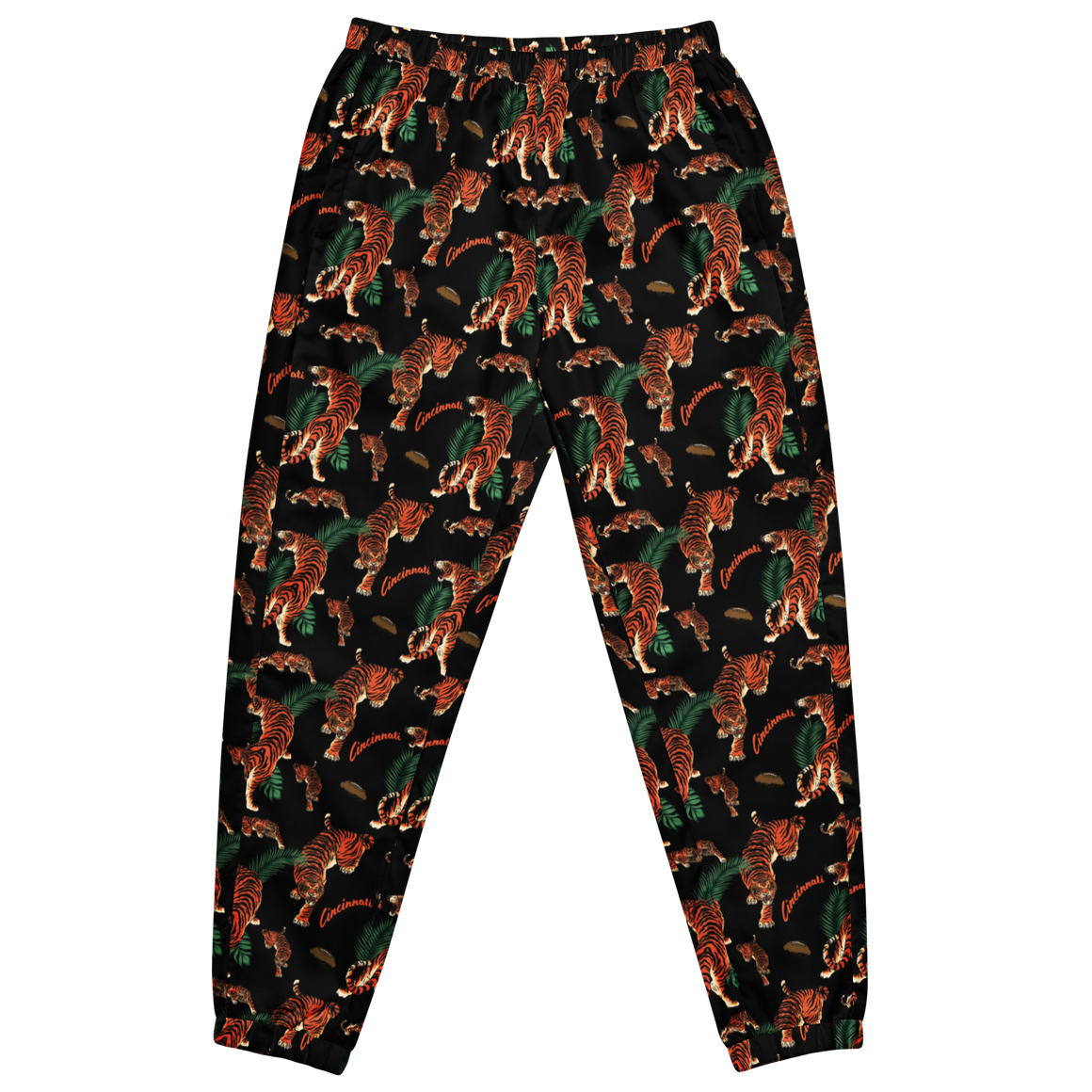 Black Cincinnati Football Patterned Tiger Unisex track pants