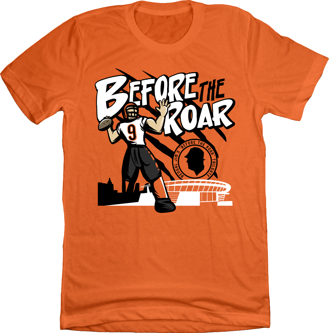 Ken Anderson Foundation Bengal Jim Before The Roar 2023 Tour Shirt | Bengal Jim Tailgate Merchandise | Cincy Shirts Unisex T-Shirt / Orange / S