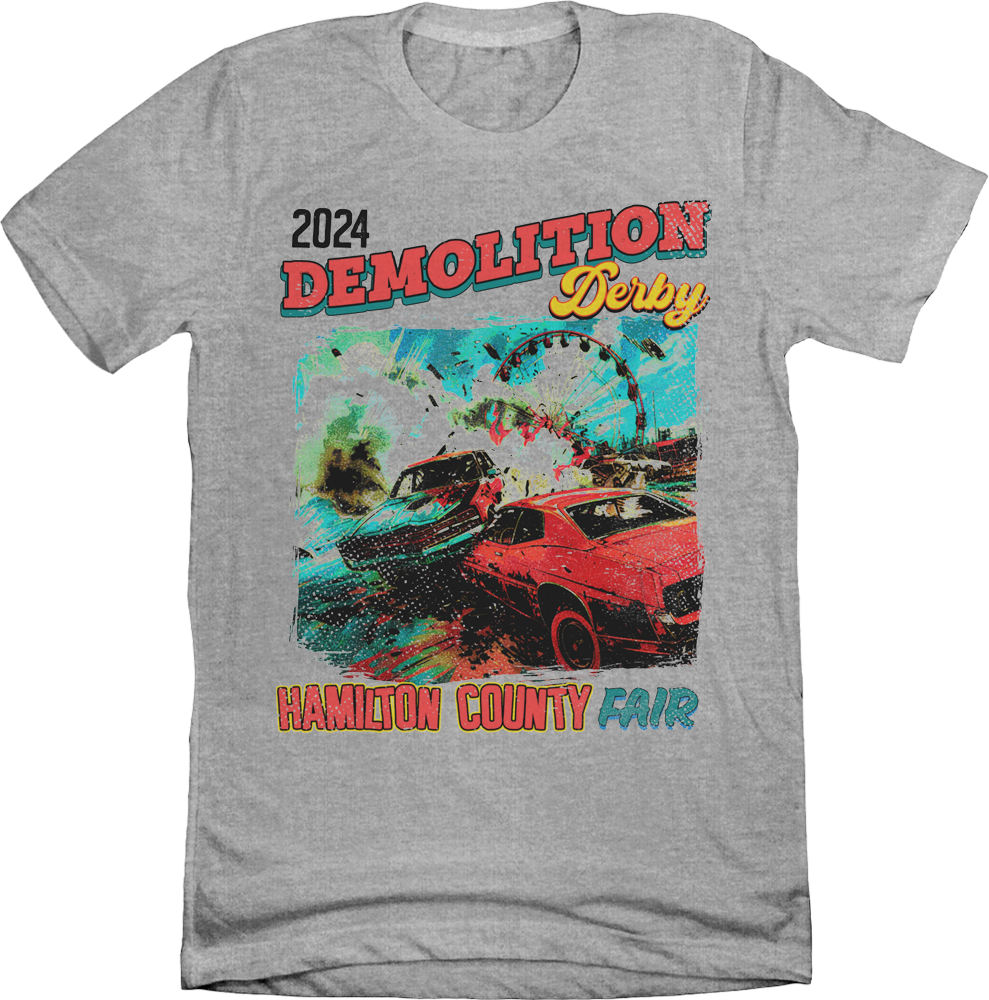 2024 Hamilton County Fair Demolition Derby Grey Tee