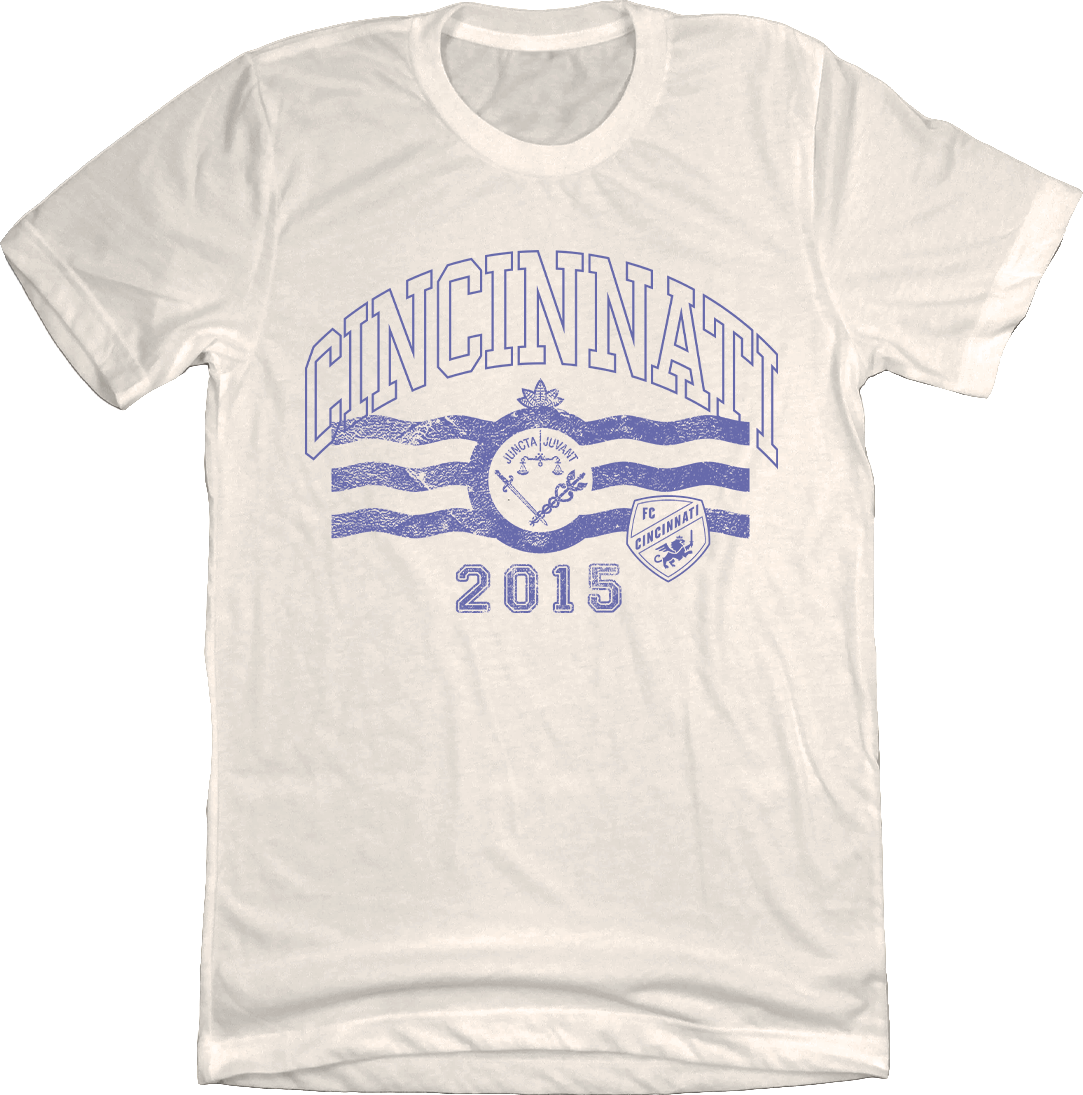 FC Cincinnati Cream Kit Tee: Cincinnati Flag & FC Shield Cincy Shirts