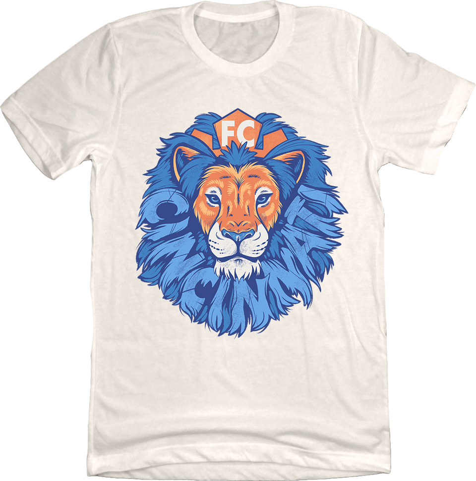 FC Cincinnati Lion Head Blue Mane Natural White Cincy Shirts